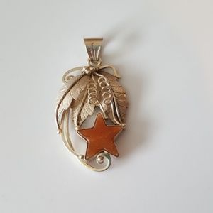 Sterling Silver Leaf Pendant with Star